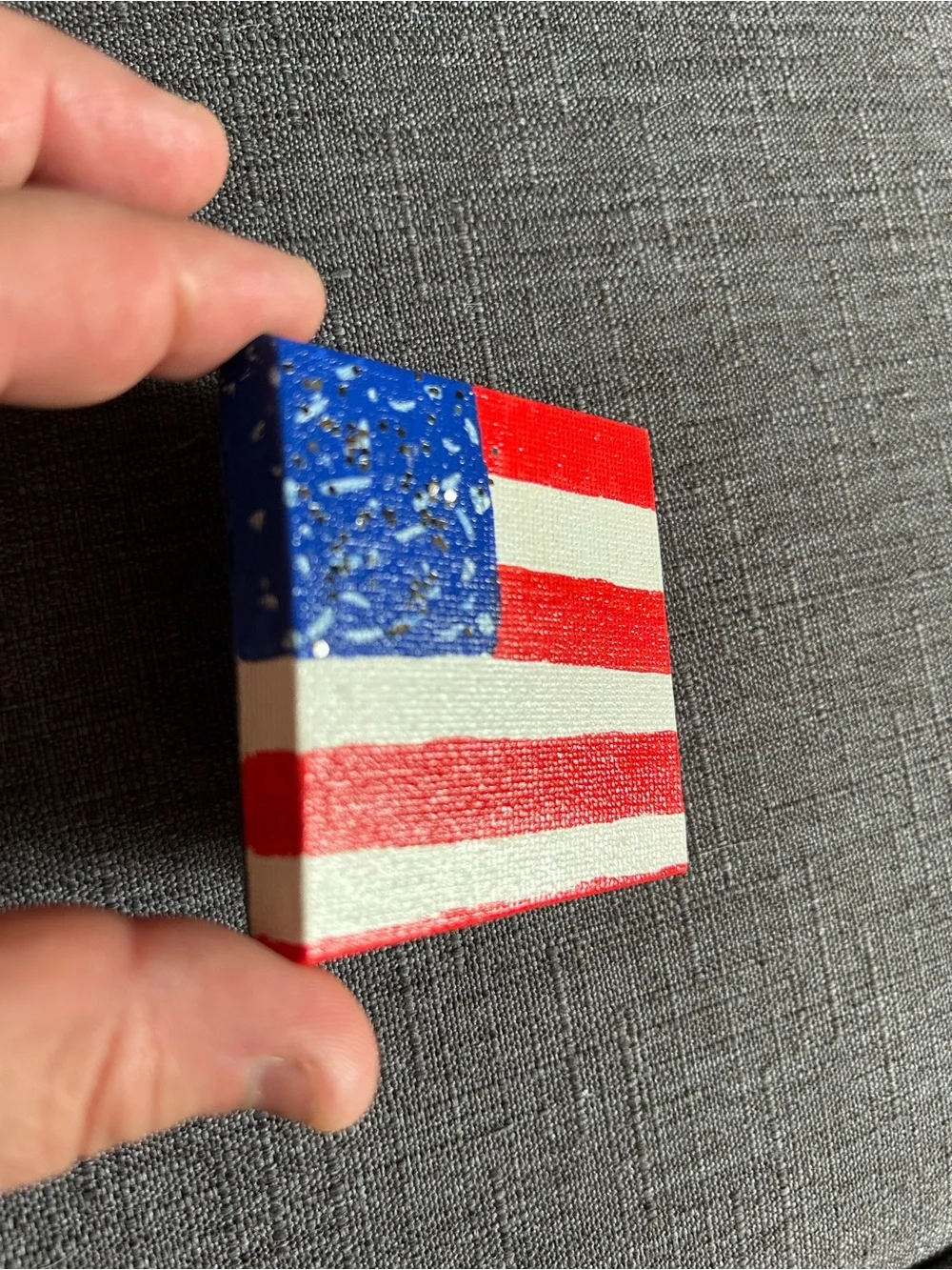 Hand Painted American Flag Canvas Magnet Red,White & Blue